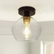 Depuley Industrial Semi Flush Mount Light, Vintage Close to Ceiling Light, Farmhouse Glass Ceiling Light Fixture for Hallway, Entryway, Dining Room, Bedroom, Cafe, Bar, Passway, Foyer, Clear Lampshade - WSCL32-02-T 15 | Depuley