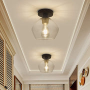 Depuley Industrial Semi Flush Mount Light, Vintage Close to Ceiling Light, Farmhouse Glass Ceiling Light Fixture for Hallway, Entryway, Dining Room, Bedroom, Cafe, Bar, Passway, Foyer, Clear Lampshade - WSCL32-02-T 9 | Depuley
