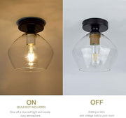 Depuley Industrial Semi Flush Mount Light, Vintage Close to Ceiling Light, Farmhouse Glass Ceiling Light Fixture for Hallway, Entryway, Dining Room, Bedroom, Cafe, Bar, Passway, Foyer, Clear Lampshade - WSCL32-02-T 6 | Depuley