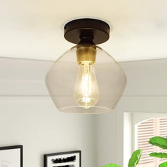 Depuley Industrial Semi Flush Mount Light, Vintage Close to Ceiling Light, Farmhouse Glass Ceiling Light Fixture for Hallway, Entryway, Dining Room, Bedroom, Cafe, Bar, Passway, Foyer, Clear Lampshade - WSCL32-02-T 1 | Depuley