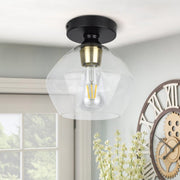 Depuley Industrial Semi Flush Mount Light, Vintage Close to Ceiling Light, Farmhouse Glass Ceiling Light Fixture for Hallway, Entryway, Dining Room, Bedroom, Cafe, Bar, Passway, Foyer, Clear Lampshade - WSCL32-02-T 2 | Depuley
