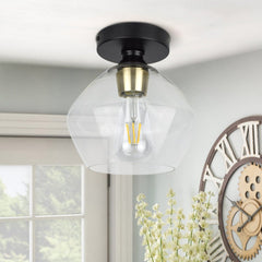Depuley Industrial Semi Flush Mount Light, Vintage Close to Ceiling Light, Farmhouse Glass Ceiling Light Fixture for Hallway, Entryway, Dining Room, Bedroom, Cafe, Bar, Passway, Foyer, Clear Lampshade - WSCL32-02-T 2 | Depuley