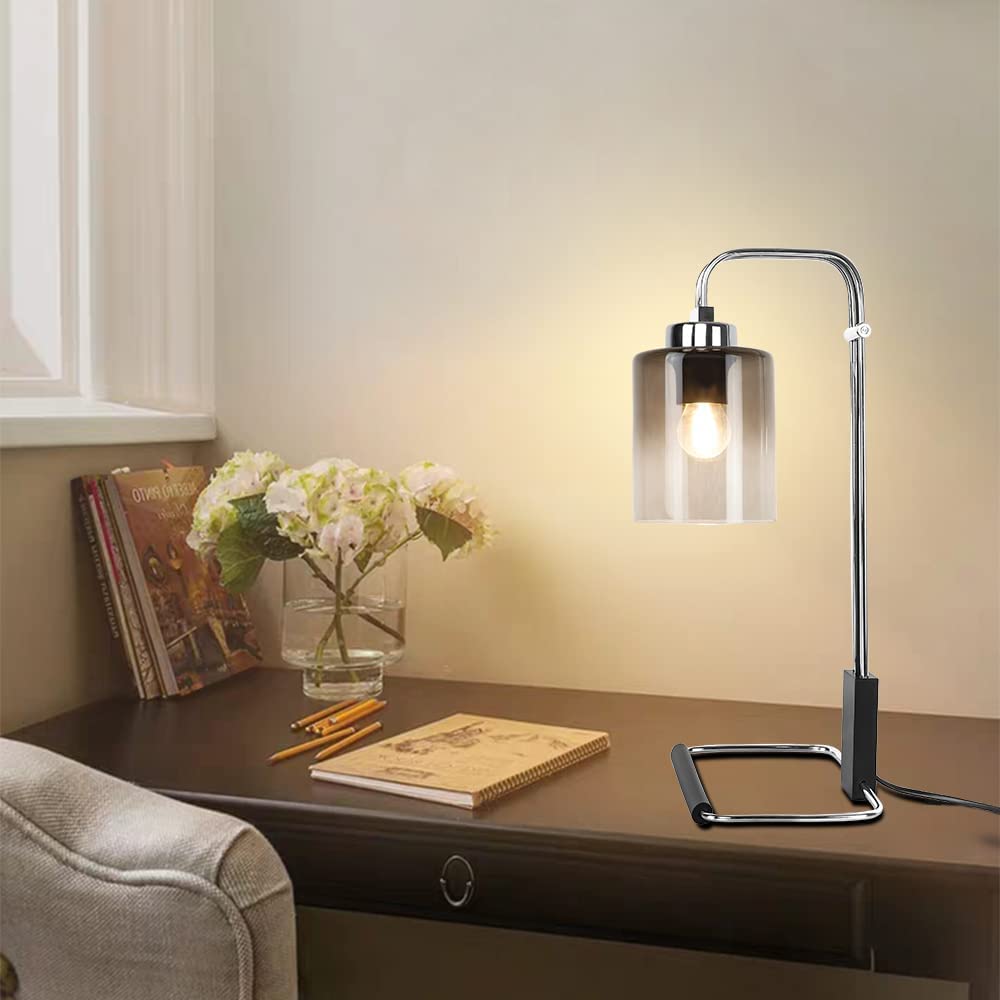Depuley Industrial Table Lamp, Metal Besides Reading Lamps with Gradient Grey Glass Lampshade, Vintage Nightstand Desk Light - WS-MNT35-60B 1 | Depuley