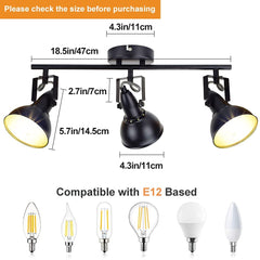 Depuley Retro 3 Way Swiveling Ceiling Spotlight, Kitchen Lights with 3 Trumpet-Shaped Shade, Black-Gold Metal Iron Cover, Rotatable Ceiling Lighting for Living Room Bedroom Kitchen - WSSD05-15B 3 | Depuley