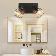 Depuley Led Ceiling Light 2 Ways Rotatable Ceiling Spotlight Industrial Swiveling Kitchen Ceiling Light Rustic Wall Light with Black Metal Cage and Rattan Lampshade for Living Room, Dining Room, Bedroom - WS-FNG46-40B 2 | Depuley