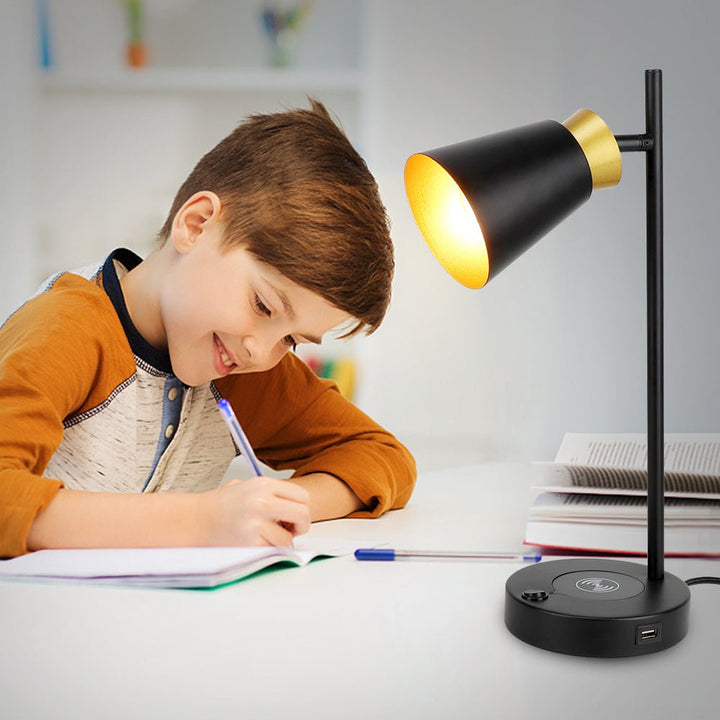 Depuley LED Desk & Table lamp with Wireless Charger and One USB Charging Port, Iron and Adjustable Design, Eye-Caring Bedside Lamp for Living Room Bedroom Reading Office Study Kids (Bulb incl) - WS-MPT6-40W 22 | Depuley