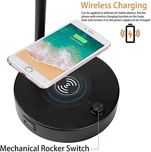 Depuley LED Desk & Table lamp with Wireless Charger and One USB Charging Port, Iron and Adjustable Design, Eye-Caring Bedside Lamp for Living Room Bedroom Reading Office Study Kids (Bulb incl) - WS-MPT6-40W 10 | Depuley