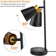 Depuley LED Desk & Table lamp with Wireless Charger and One USB Charging Port, Iron and Adjustable Design, Eye-Caring Bedside Lamp for Living Room Bedroom Reading Office Study Kids (Bulb incl) - WS-MPT6-40W 8 | Depuley