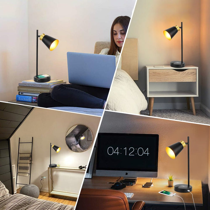 Depuley LED Desk & Table lamp with Wireless Charger and One USB Charging Port, Iron and Adjustable Design, Eye-Caring Bedside Lamp for Living Room Bedroom Reading Office Study Kids (Bulb incl) - WS-MPT6-40W 7 | Depuley