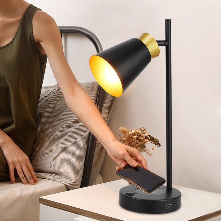 Depuley LED Desk & Table lamp with Wireless Charger and One USB Charging Port, Iron and Adjustable Design, Eye-Caring Bedside Lamp for Living Room Bedroom Reading Office Study Kids (Bulb incl) - WS-MPT6-40W 23 | Depuley