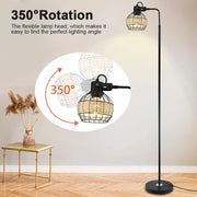 Depuley LED Floor Lamp, Adjustable Head Standing Lamp with Heavy Metal Based, Farmhouse Tall Rattan Floor Lamps Reading Lighting - WS-MNF29-60B 6 | Depuley