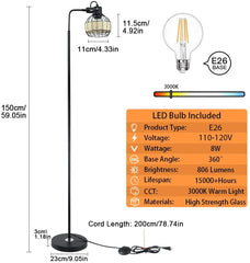 Depuley LED Floor Lamp, Adjustable Head Standing Lamp with Heavy Metal Based, Farmhouse Tall Rattan Floor Lamps Reading Lighting - WS-MNF29-60B 3 | Depuley
