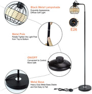 Depuley LED Floor Lamp, Adjustable Head Standing Lamp with Heavy Metal Based, Farmhouse Tall Rattan Floor Lamps Reading Lighting - WS-MNF29-60B 5 | Depuley