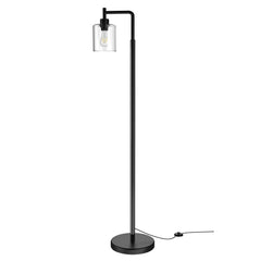 DLLT LED Floor Lamp, Modern Standing Lamp with Hanging Glass Shade, Eye-Care Metal Reading Floor Light, Industrial Warm White Floor Lamps for Living Room Bedroom Office (Bulb Included) - WSFLL005 1 | Depuley