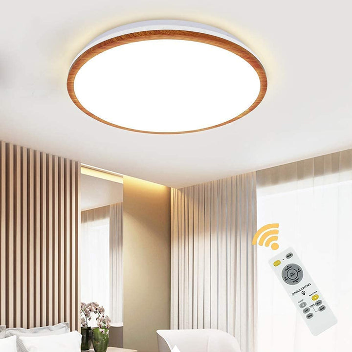 DLLT LED Flush Mount Ceiling Light, 35W Dimmable Round Ceiling Light Fixture with Remote, Close to Ceiling Light Fixtures for Living Room, Bedroom, Dining Room, 3-Light Color Changeable, Timing - WSCL15-35C-M 1 | Depuley