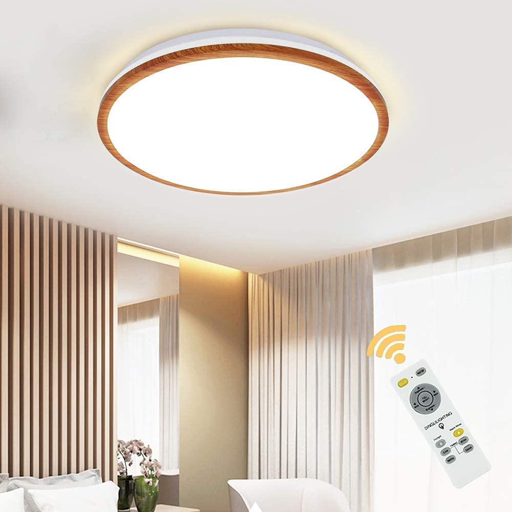 DLLT LED Flush Mount Ceiling Light, 35W Dimmable Round Ceiling Light Fixture with Remote, Close to Ceiling Light Fixtures for Living Room, Bedroom, Dining Room, 3-Light Color Changeable, Timing - WSCL15-35C-M 1 | Depuley