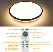 DLLT LED Flush Mount Ceiling Light, 35W Dimmable Round Ceiling Light Fixture with Remote, Close to Ceiling Light Fixtures for Living Room, Bedroom, Dining Room, 3-Light Color Changeable, Timing - WSCL15-35C-M 4 | Depuley