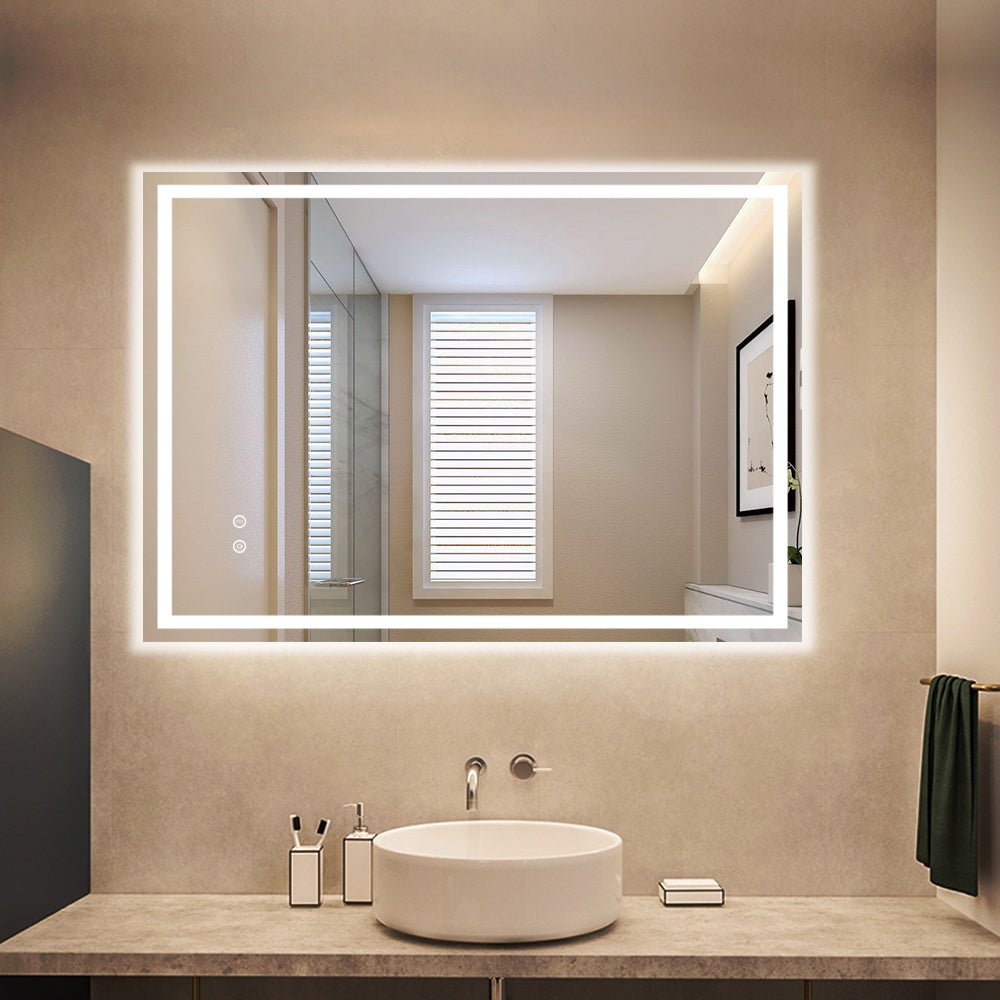 Led Lighted 18×30 Bathroom Mirror Wall Mount With Defogger And Dimmer