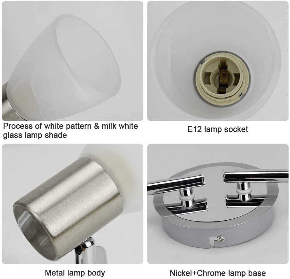 Depuley Led Track Light,4-Light with Glass Shade, Wall Accent S-Shaped Tracking Lighting, E12 Base - WSSD04-20B 6 | Depuley
