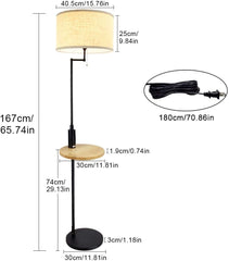 DLLT Living Room LED Floor Lamp- Standing Accent Light with USB Charging Port, Energy Saving, Tall Pole Lighting with Beside Table, Mid Century Contemporary Rooms Lamps, Warm Lights,Fabric Shade - PY-F1033B 3 | Depuley