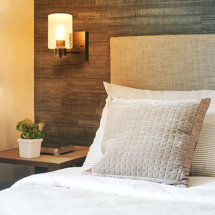 Depuley Matte Black Wall Lamp, Vanity Lighting with Bubbled Glass Shade - WS-FNW23-60B 1 | Depuley