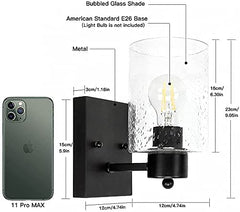 Depuley Matte Black Wall Lamp, Vanity Lighting with Bubbled Glass Shade - WS-FNW23-60B 2 | Depuley