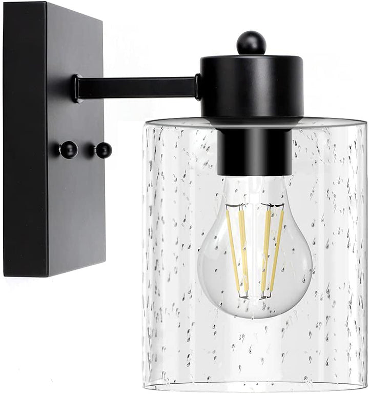 Depuley Matte Black Wall Lamp, Vanity Lighting with Bubbled Glass Shade - WS-FNW23-60B 4 | Depuley