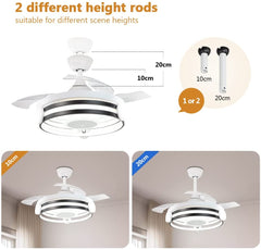 Depuley Modern Ceiling Fan with Light and Remote, 30W LED Chandelier Ceiling Fans, 3-Retractable Blades, 3 Speeds Ceiling Fan Light Kit for Kitchen Living Room Bedroom, 3 Color Changeable, Timing - WS-FPZ7-36F 3 | Depuley
