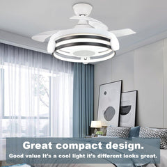 Depuley Modern Ceiling Fan with Light and Remote, 30W LED Chandelier Ceiling Fans, 3-Retractable Blades, 3 Speeds Ceiling Fan Light Kit for Kitchen Living Room Bedroom, 3 Color Changeable, Timing - WS-FPZ7-36F 2 | Depuley