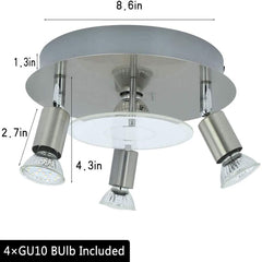 DLLT Modern Ceiling Spot Lights Fixtures 4-Light Round Flush Mount Directional Lighting, Adjustable Track Lighting Kits for Kitchen Hallway Living Room, Warm White GU10 Bulbs Included, Nickel Steel - WSGDD04-12B 2 | Depuley