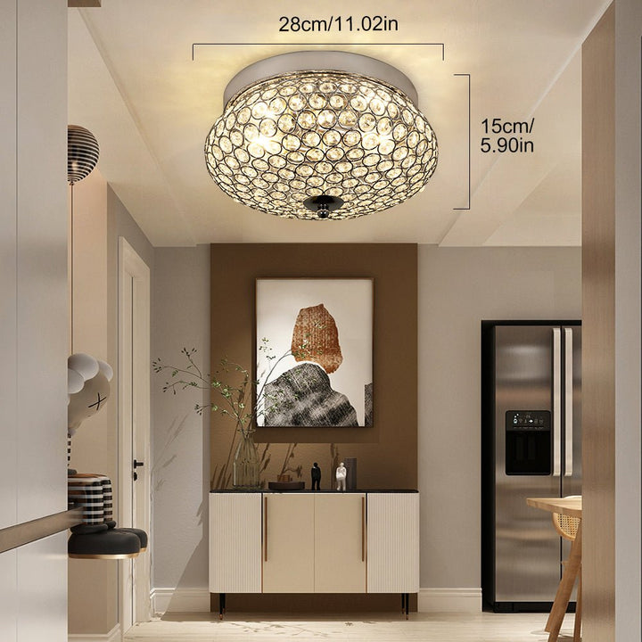 Depuley Modern Crystal Chandelier Flush Mount Ceiling Light Fixture, 2-Light Close to Ceiling Light with Crown Design for Bedroom Kitchen Living Room Foyer Hallway, Chrome Finish - WS-FNC36-40B 2 | Depuley