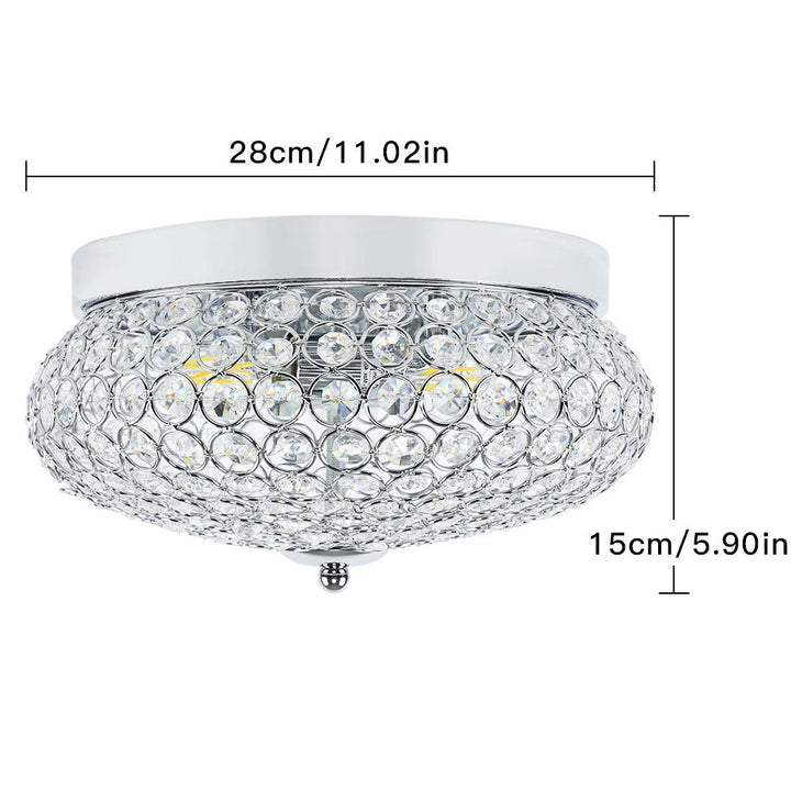 Depuley Modern Crystal Chandelier Flush Mount Ceiling Light Fixture, 2-Light Close to Ceiling Light with Crown Design for Bedroom Kitchen Living Room Foyer Hallway, Chrome Finish - WS-FNC36-40B 4 | Depuley