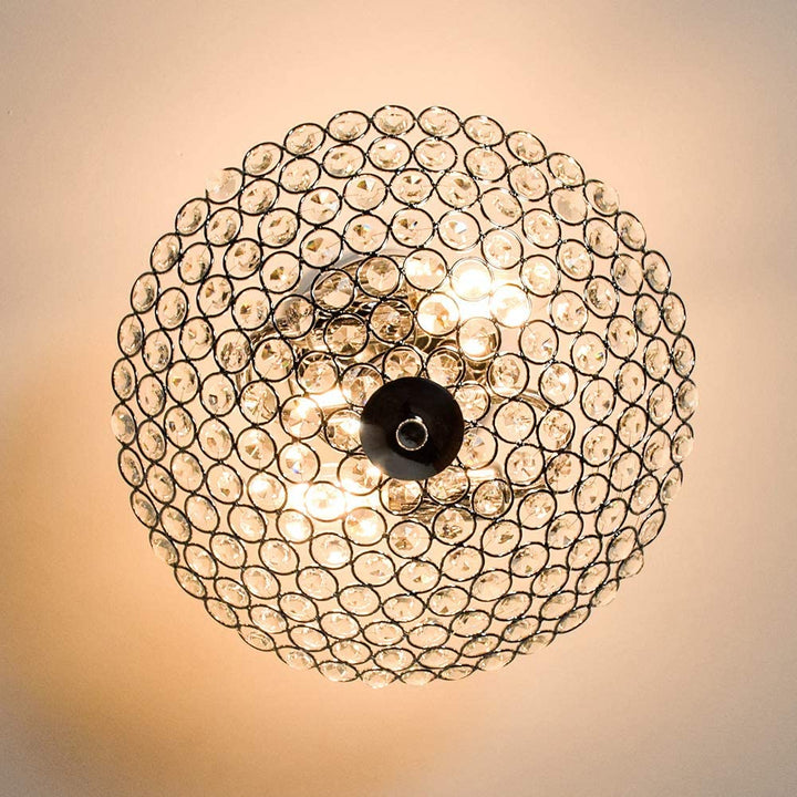 DLLT Modern Elegant Crystal Ceiling Lights,2-Light Bowl Shape Ceiling Chandeliers Lights with K9 Crystal Beads, Luxurious Semi Flush Mount Ceiling Light for LivingRoom,Bedroom - WSCL33-01 3 | Depuley