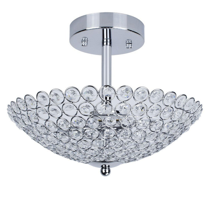 DLLT Modern Elegant Crystal Ceiling Lights,2-Light Bowl Shape Ceiling Chandeliers Lights with K9 Crystal Beads, Luxurious Semi Flush Mount Ceiling Light for LivingRoom,Bedroom - WSCL33-01 7 | Depuley