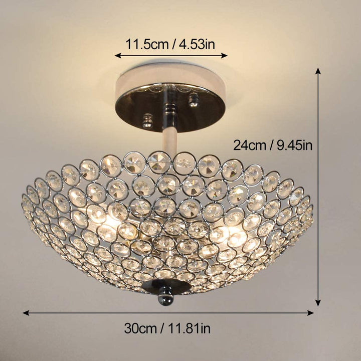 DLLT Modern Elegant Crystal Ceiling Lights,2-Light Bowl Shape Ceiling Chandeliers Lights with K9 Crystal Beads, Luxurious Semi Flush Mount Ceiling Light for LivingRoom,Bedroom - WSCL33-01 4 | Depuley