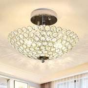 DLLT Modern Elegant Crystal Ceiling Lights,2-Light Bowl Shape Ceiling Chandeliers Lights with K9 Crystal Beads, Luxurious Semi Flush Mount Ceiling Light for LivingRoom,Bedroom - WSCL33-01 2 | Depuley