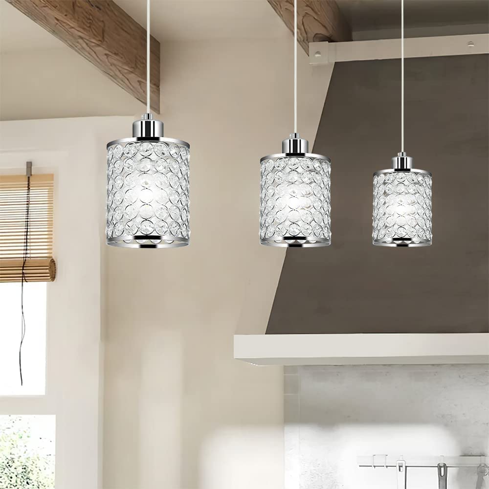 Depuley Modern Crystal Pendant Lighting, 1-Light Chrome Finished Hanging Light Fixture - WS-FND57-60B 1 | Depuley