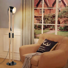Depuley Modern Metal Wooden Floor Lamps for Living Room, 360° Heads Rotatable Standing Light with Pressure Switch, Reading Lamp for Bedroom Office Decoration, Bulb Included - WS-MNF33-60B 1 | Depuley
