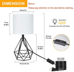 Depuley Modern Geometric Bedside Lamp with Black Hollowed Out Metal Base and Fabric Shade - WSTL12B 3 | Depuley