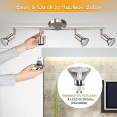 Depuley Modern LED 4 Light Track Lighting Kit, Flexibly Adjustable Decorative Accent Lamp, Bulbs Included - WSGDD01-12B 2 | Depuley