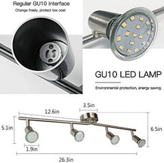 Depuley Modern LED 4 Light Track Lighting Kit, Flexibly Adjustable Decorative Accent Lamp, Bulbs Included - WSGDD01-12B 4 | Depuley