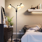 Depuley Modern Reading Floor Lamp, 3-Light with Adjustable Flexible Gooseneck Tree Standing Lamp for Living Room, Bedroom, Study Room, Office -Black Metal White Shades - WSFLL003 5 | Depuley