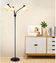 Depuley Modern Reading Floor Lamp, 3-Light with Adjustable Flexible Gooseneck Tree Standing Lamp for Living Room, Bedroom, Study Room, Office -Black Metal White Shades - WSFLL003 6 | Depuley