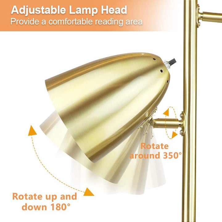 DLLT Modern Standing Lamp for Living Room, Bedroom, Bright Torchiere Metal 3-Light Tall Tree Floor Lamp, Adjustable LED Reading Floor Light, Pole Stand Light for Office,Study Room, Gold, 3 Bulbs Included - WSFLL009-G 6 | Depuley