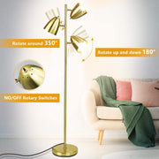 DLLT Modern Standing Lamp for Living Room, Bedroom, Bright Torchiere Metal 3-Light Tall Tree Floor Lamp, Adjustable LED Reading Floor Light, Pole Stand Light for Office,Study Room, Gold, 3 Bulbs Included - WSFLL009-G 8 | Depuley
