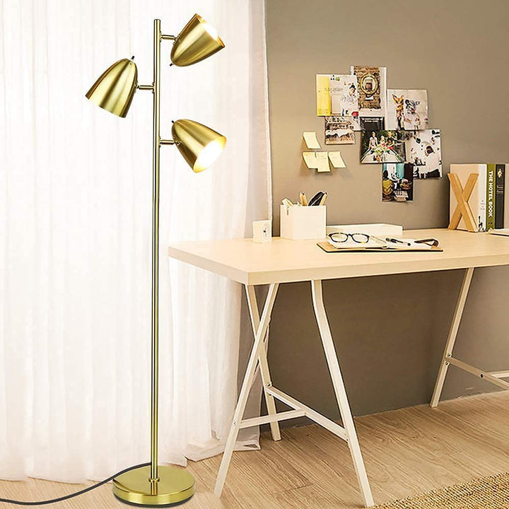 DLLT Modern Standing Lamp for Living Room, Bedroom, Bright Torchiere Metal 3-Light Tall Tree Floor Lamp, Adjustable LED Reading Floor Light, Pole Stand Light for Office,Study Room, Gold, 3 Bulbs Included - WSFLL009-G 14 | Depuley