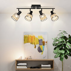 Depuley Modern Track Lighting Kit, 4-Head Rattan Track Wall Spotlight,with Woven Cage - WS-FNG51-40B 2 | Depuley