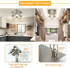 Depuley Modern Track Lighting Kit, 4-Light Industrial Tracking Light Fixtures, GU10 Included Nickel Steel - WSSD03-12B 3 | Depuley