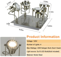 Depuley Modern Track Lighting Kit, 4-Light Industrial Tracking Light Fixtures, GU10 Included Nickel Steel - WSSD03-12B 2 | Depuley