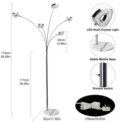 DLLT Rotatable Head Arc Floor Lamps 3000k LED Warm White, 5*4W Modern Dimmable Reading Standing Lamp, Eye Protection Standard Pole Light with Crystal LED Beads, Floor Light for Living Room, Bedroom, Bedside, Office, 3 Brightness Levels - WS-MPF2-20B 4 | Depuley